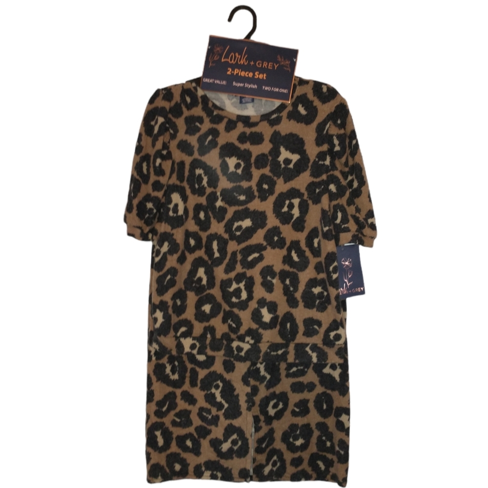Lark+Grey 2-Piece Skirt and Top Leopard Set Medium